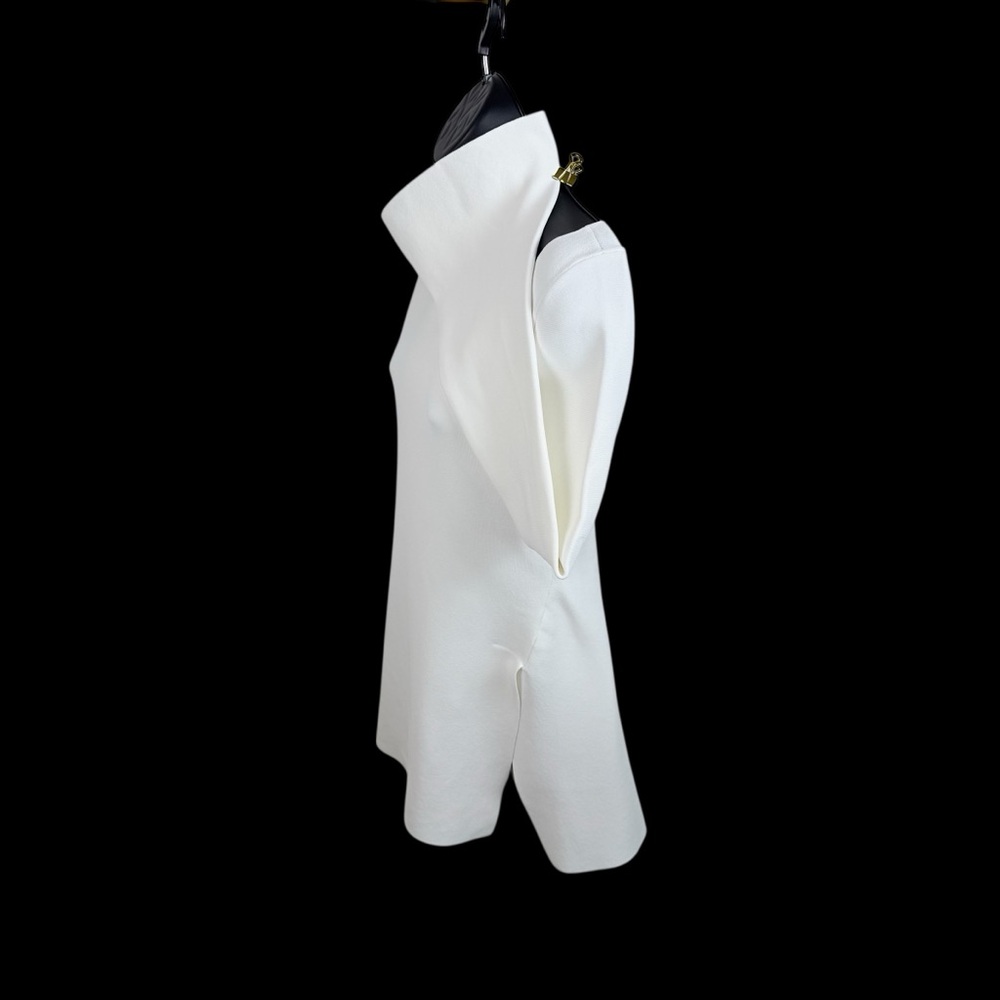Proenza Schouler White Asymmetric Slit Knit Top Made in Italy S Luxe Minimalist - Picture 5 of 16